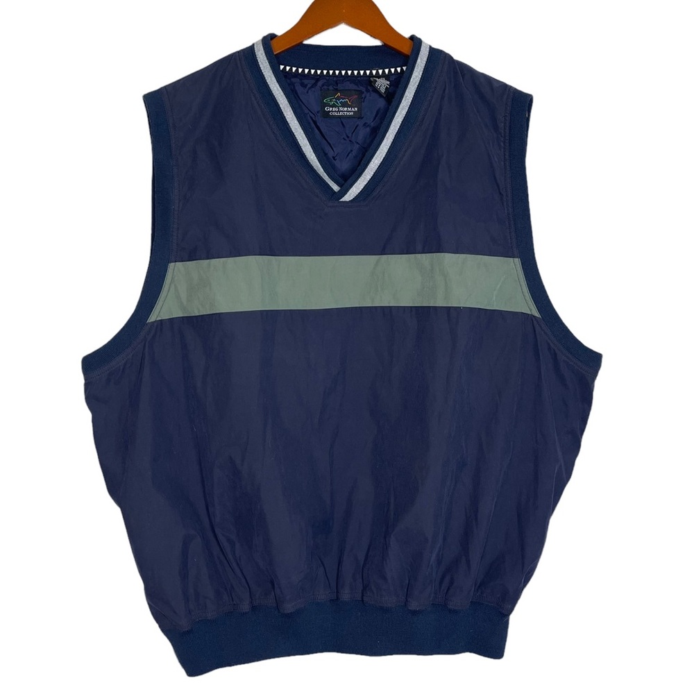 GREG NORMAN Shark Embroidered V-Neck Wind and Water resistant Pullover Vest
